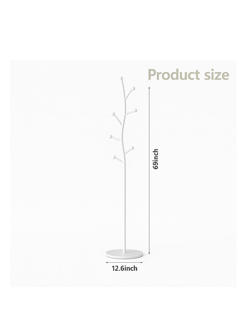 Y&D White Coat Rack Freestanding,Coat Hanger Stand with Natural Marble Base,Modern Sturdy Metal Clothes Rack Standing Hall Tree Hanger for Hats,Scarf, Bag, Jacket - Image 5