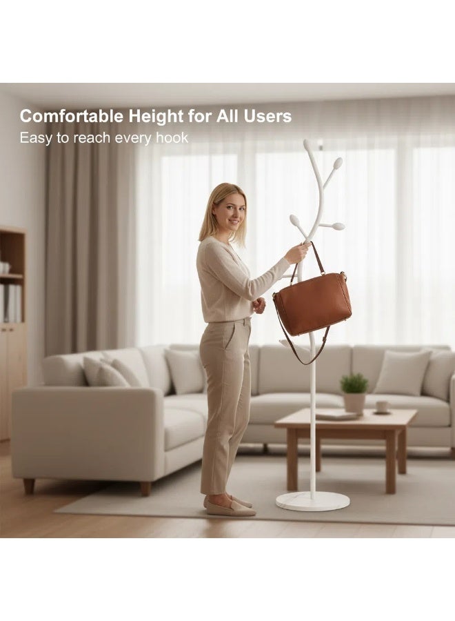 Y&D White Coat Rack Freestanding,Coat Hanger Stand with Modern Sturdy Metal Clothes Rack Standing Hall Tree Hanger for Hats,Scarf, Bag, Jacket - Image 5