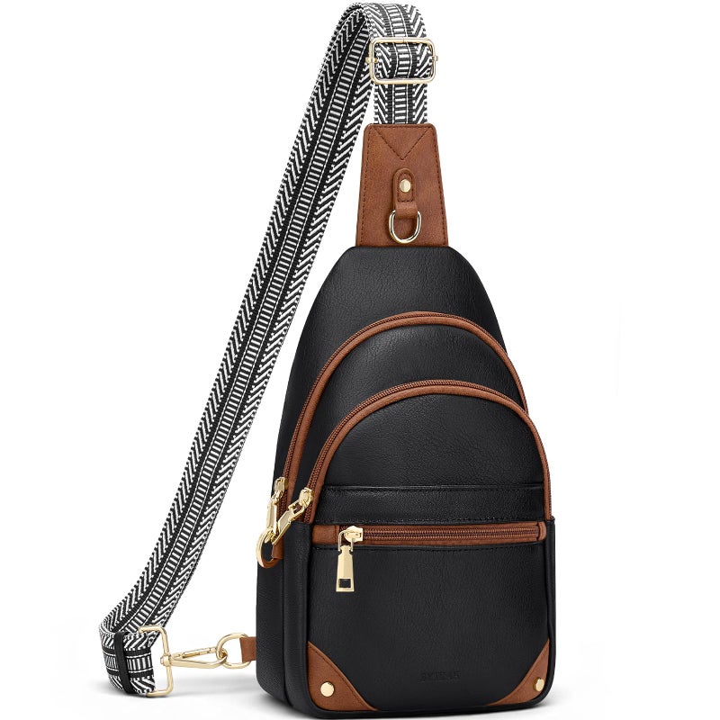 SYTRAH Anti Theft Crossbody Bags for Women, RFID Sling Bag Travel Purse, RFID Cross Body Purses Chest Bag for Travel Black Brown - Image 1
