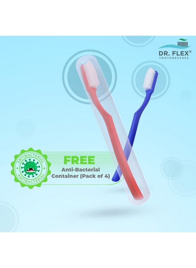 Dr. Flex Hard Toothbrush With Dupont Filaments Antibacterial Container For Adults Multicolour Manual Toothbrushes Cover For Travel Home Oral Hygiene Care Pack Of 4 Made In India - Image 4