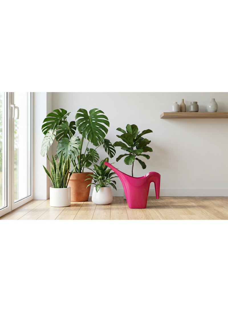 Vibrant Fuchsia Plastic Long Spout Watering Can 2-Litre Capacity for Indoor & Outdoor Houseplants - Manual Garden Watering Pot & Supplies - Image 4
