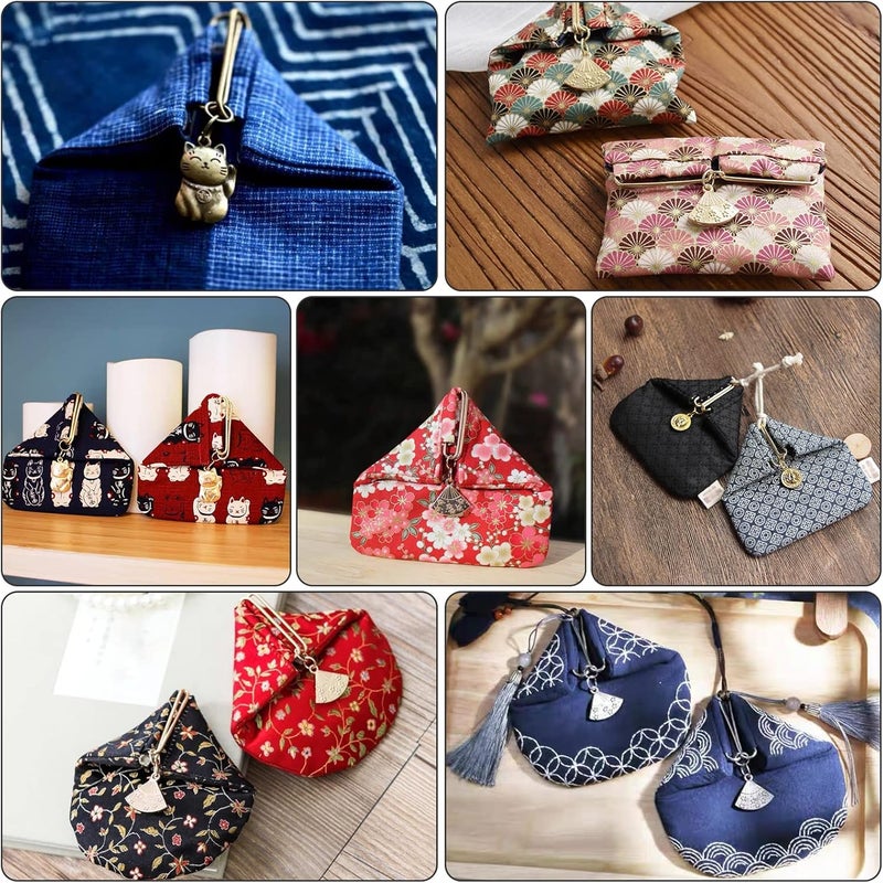 comfrt 3 Sets Purse Clasp Closure Kit, C-Shape Metal Handbag Handle with Round Magnetic Snaps Sector Pendant Clutches Bag Button Clasps Closure for DIY Craft Wallets Bag Leather Handbags Making - Image 3