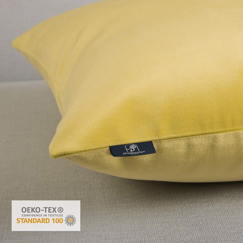 Phantoscope Pack of 2 Velvet Decorative Throw Decorative Pillow Cover Soft Solid Square Cushion Case for Couch Yellow 12 x 20 inches 30 x 50 cm - Image 3