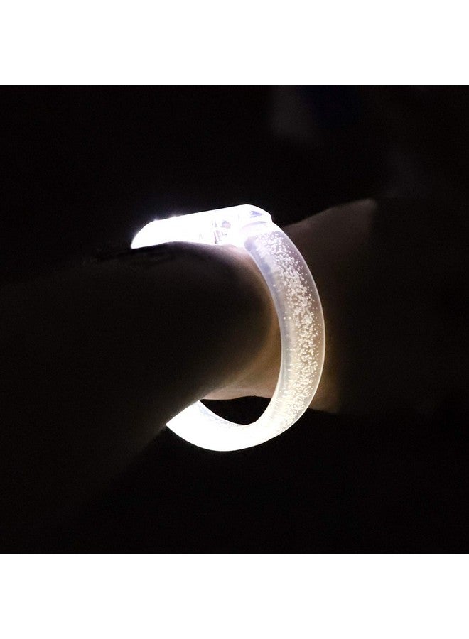 DAOKEY Led Light Up Bracelets, White Glow Wristbands Party Favors Toys Supplies For Birthday, Halloween, Carnivals Parties For Kids Over 3 Years Old, Clear Case 10 Pack - Image 3