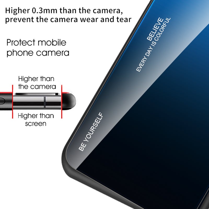 HuHa Protective Cover For Huawei Enjoy 8e Gradient Color Glass Case(Purple Red) - Image 4