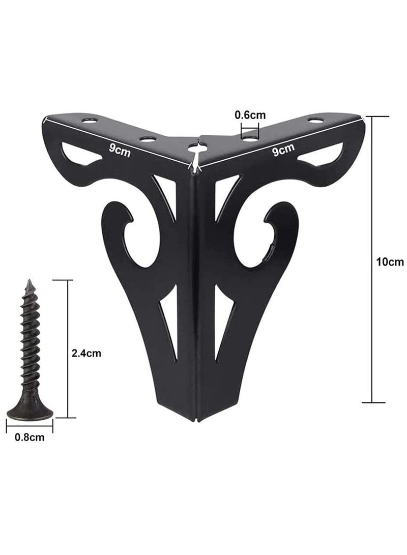 Barakah Furniture Legs, 10cm Heavy Duty Furniture Metal Table Legs with Screws, Perfect for Coffee Table, Dining Table, Cabinet and Sofa (Retro Design, Black) - Image 3