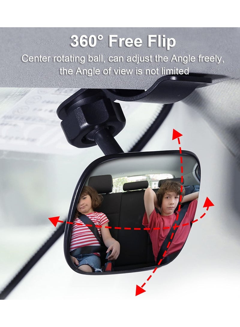 KASTWAVE Baby Car Mirror for Rear View, Shatterproof Baby Backseat Mirror with Clip 360 Degree Adjustable Safety Car Seat Mirror for Back Seat Rear Facing Infant Clear Wide Vision Rear Facing Car Seat Mirror - Image 2