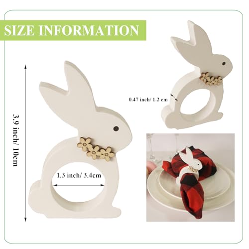 Utalek Easter Bunny Napkin Rings Set of 6, Wooden Bunny Napkin Rings, Rabbit Napkin Ring Holders for Easter Party Banquet Dinning Spring Table Decoration - Image 2