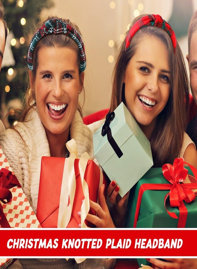 Yilloog 12 Pcs Christmas Knotted Retro Hair Band Snowflake Buffalo Plaid Headband Green Red for Women Wide Accessories Holiday Hoop Hairband for Yoga Run Work - Image 5
