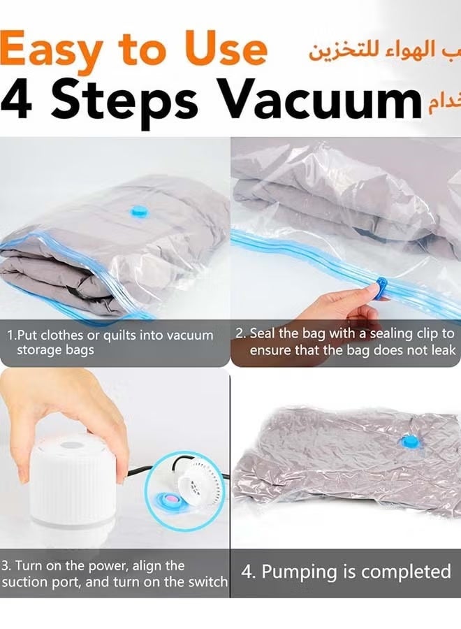 SKT Shiketro 15 vacuum storage bags, space-saving, with electric pump, reusable, vacuum-sealed storage bags, suitable for bedding, clothing, curtains, pillows (4 bags 80*100CM, 4 bags 70*100CM, 4 bags 60*80CM, 3 bags 50*70CM) - Image 4
