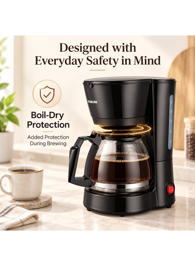 نيكاي صانعة القهوة مع جرة زجاجية، وظيفة مضادة للتنقيط لمدة 30 ثانية، حماية من الغليان الجاف، سعة مياه 750 مل - Image 5
