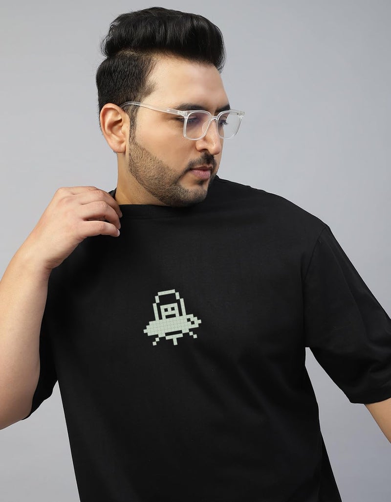 Veirdo® 100% Pure Cotton Oversized Baggy Fit Drop Shoulder Cool Back Graphic Printed T-Shirt for Men (VD_PS_123GMOVR_BL_4XL) - Image 3