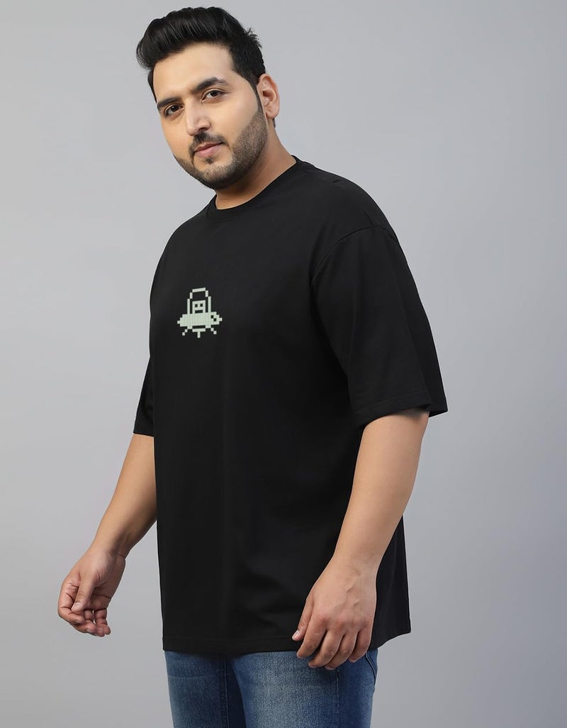 Veirdo® 100% Pure Cotton Oversized Baggy Fit Drop Shoulder Cool Back Graphic Printed T-Shirt for Men (VD_PS_123GMOVR_BL_4XL) - Image 4