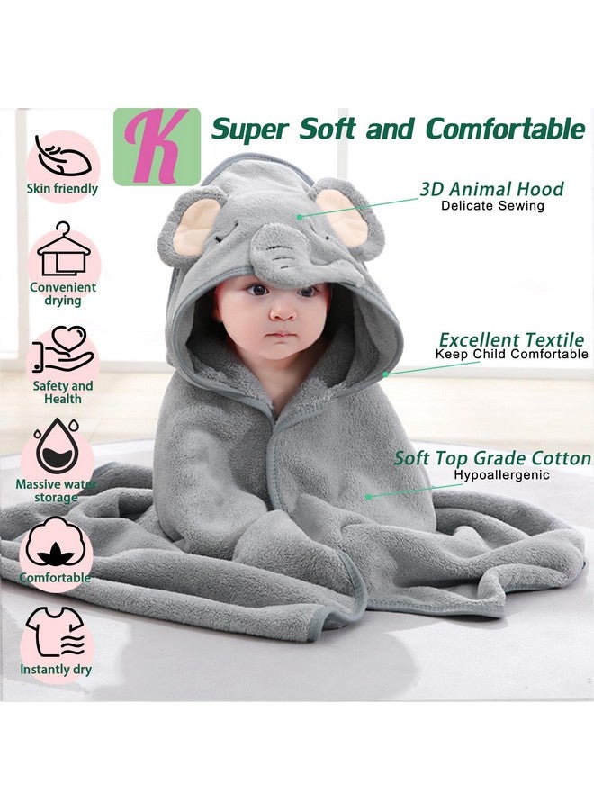 kmilro Baby Hooded Towels 4 Pack Unisex Bath Essentials 31.5x31.5 in Coral Fleece Super Soft Absorbent Baby Towels Newborn Necessities Gift Baby Stuff Towel with Hood for Boy, Girl, Babies, Toddlers - Image 3