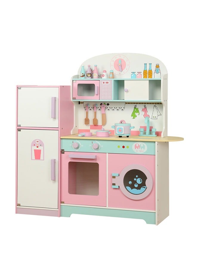 JSAITOYS Wooden Simulation Kitchen Toys Wooden Fridge Pretend Game Toy - Image 1