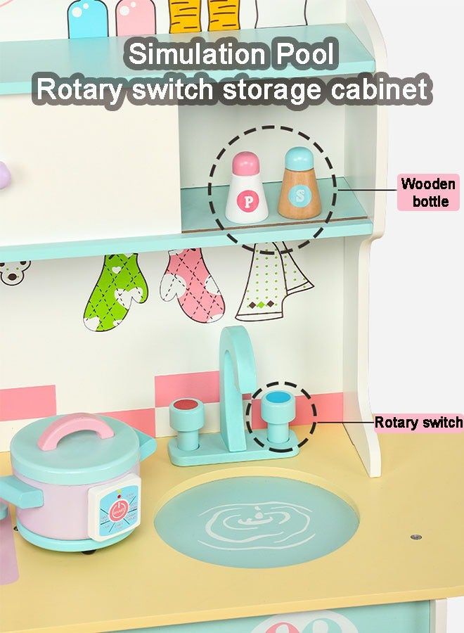 JSAITOYS Wooden Simulation Kitchen Toys Wooden Fridge Pretend Game Toy - Image 4