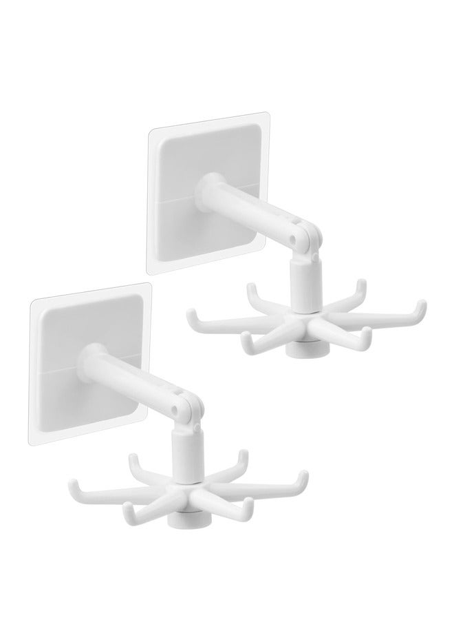 Kitchen Hook Rotary Traceless Non-Punch Hook Strong Adhesive Supplies Multi-Functional Wall Kitchen Utensils Spatula Storage Storage Six-Claw Hanger,2pcs - Image 1