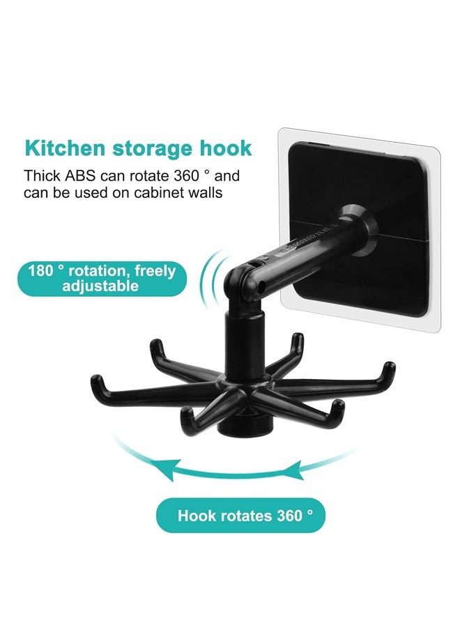 Kitchen Hook Rotary Traceless Non-Punch Hook Strong Adhesive Supplies Multi-Functional Wall Kitchen Utensils Spatula Storage Storage Six-Claw Hanger,2pcs - Image 2
