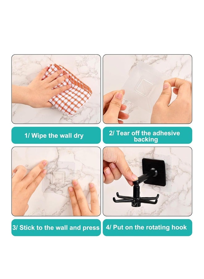 Kitchen Hook Rotary Traceless Non-Punch Hook Strong Adhesive Supplies Multi-Functional Wall Kitchen Utensils Spatula Storage Storage Six-Claw Hanger,2pcs - Image 4