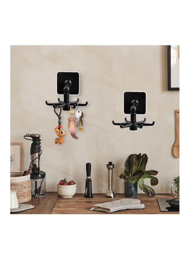 Kitchen Hook Rotary Traceless Non-Punch Hook Strong Adhesive Supplies Multi-Functional Wall Kitchen Utensils Spatula Storage Storage Six-Claw Hanger,2pcs - Image 5