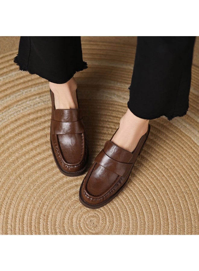 AME British Style Minimalist Loafer 2025 New Wrinkle Versatile Elegant Single Shoe Fashionable Loafer For Women - Image 2