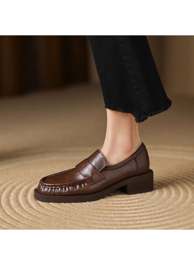 AME British Style Minimalist Loafer 2025 New Wrinkle Versatile Elegant Single Shoe Fashionable Loafer For Women - Image 5