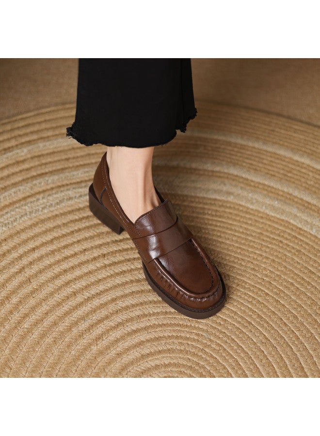 AME British Style Minimalist Loafer 2025 New Wrinkle Versatile Elegant Single Shoe Fashionable Loafer For Women - Image 4