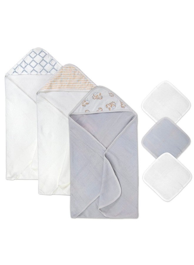 Baby Essentials Hooded Baby Bath Towel and Washcloth 6 Piece Set for Newborns Infants & Toddlers, Boys & Girls Baby Hooded Towels (Puppies & Patterns) - Image 2