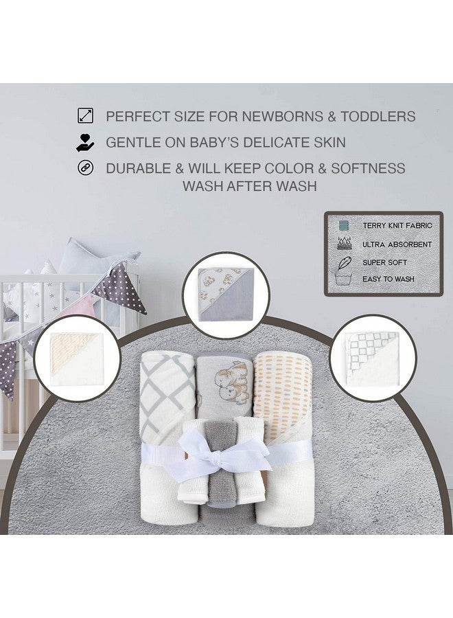 Baby Essentials Hooded Baby Bath Towel and Washcloth 6 Piece Set for Newborns Infants & Toddlers, Boys & Girls Baby Hooded Towels (Puppies & Patterns) - Image 3