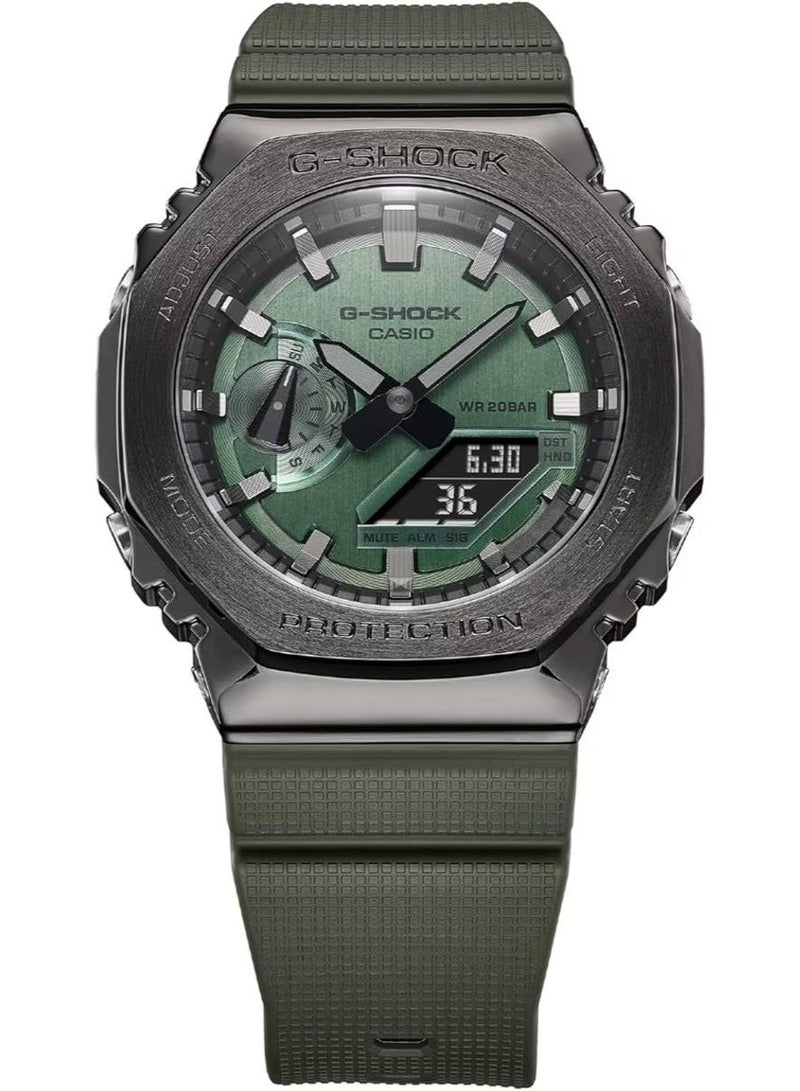 G-SHOCK ساعة مقاومة للماء بحزام سيليكون تناظري-رقمي GM-2100B-3ADR - Image 2