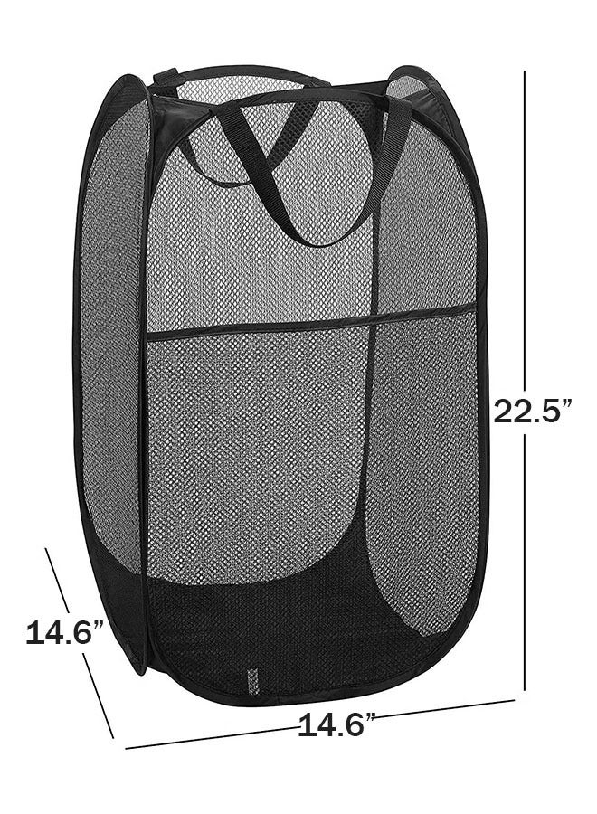 2-Pack Mesh Laundry Basket,Pop Up Hamper,  Foldable & Space Saving, Premium Laundry Basket for Travel and Home Use, Black - Image 2