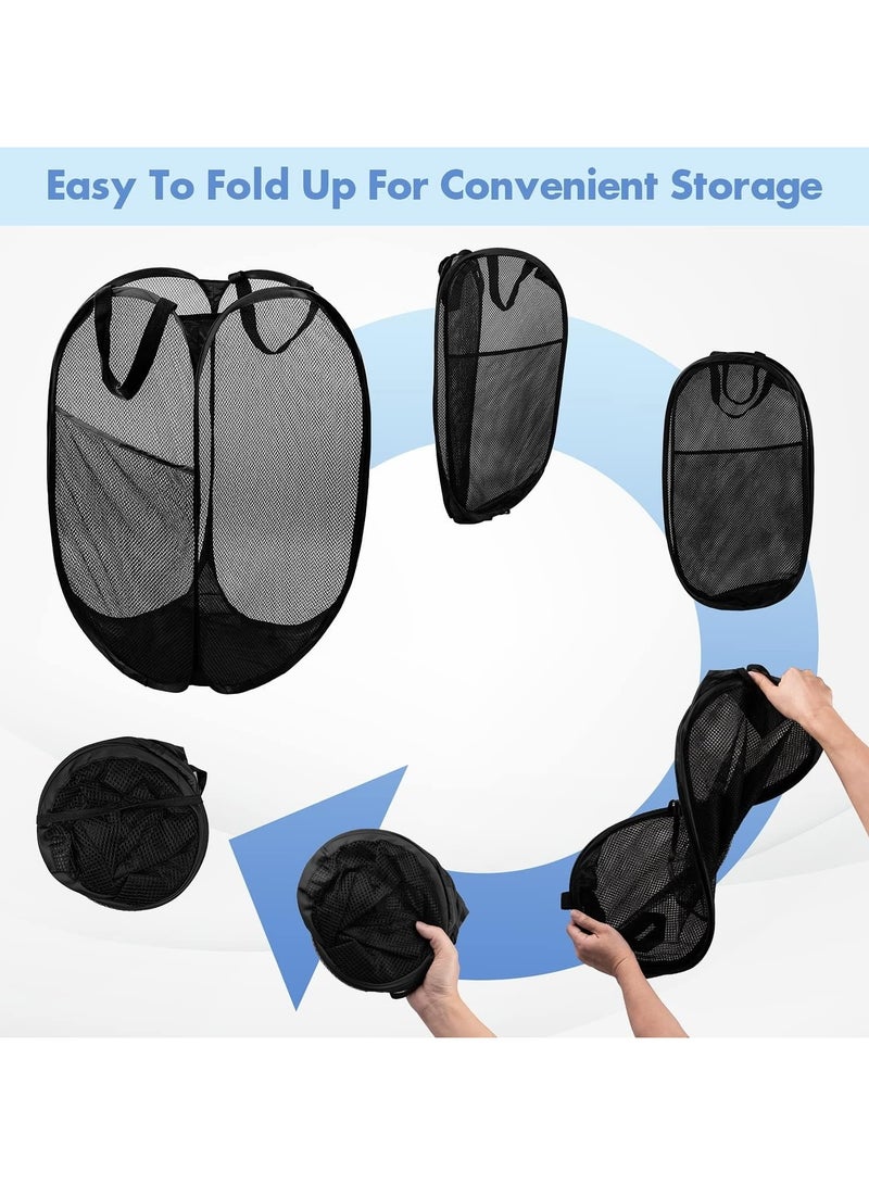 2-Pack Mesh Laundry Basket,Pop Up Hamper,  Foldable & Space Saving, Premium Laundry Basket for Travel and Home Use, Black - Image 3