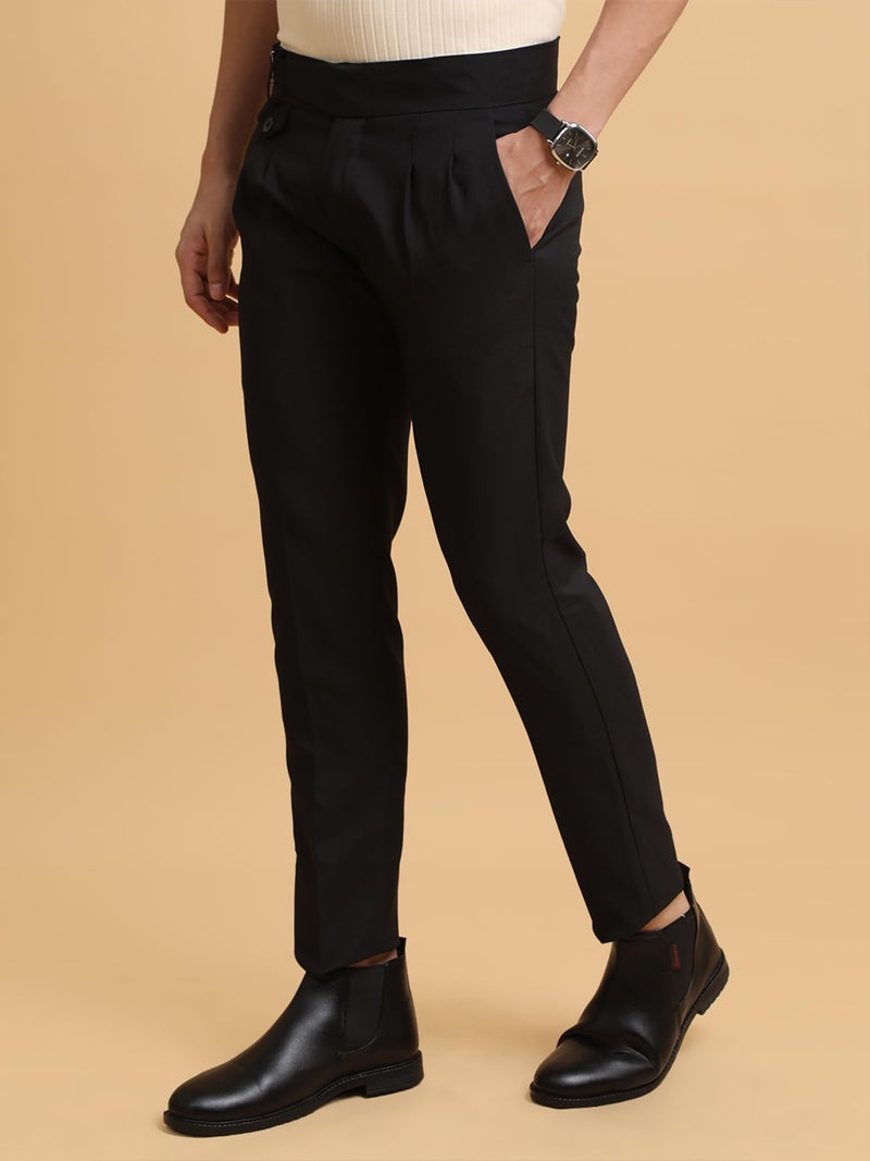 Maniac Mens Gurkha Solid Black Polycotton Trouser - Image 3