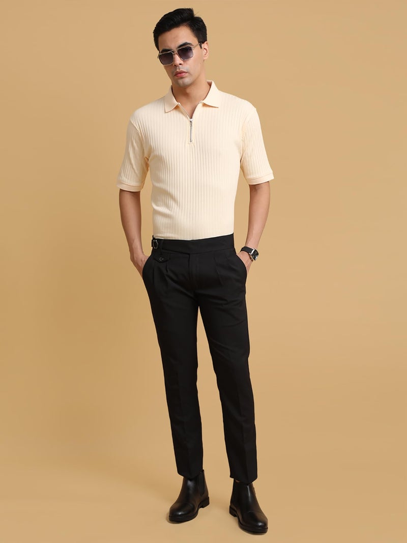 Maniac Mens Gurkha Solid Black Polycotton Trouser - Image 5