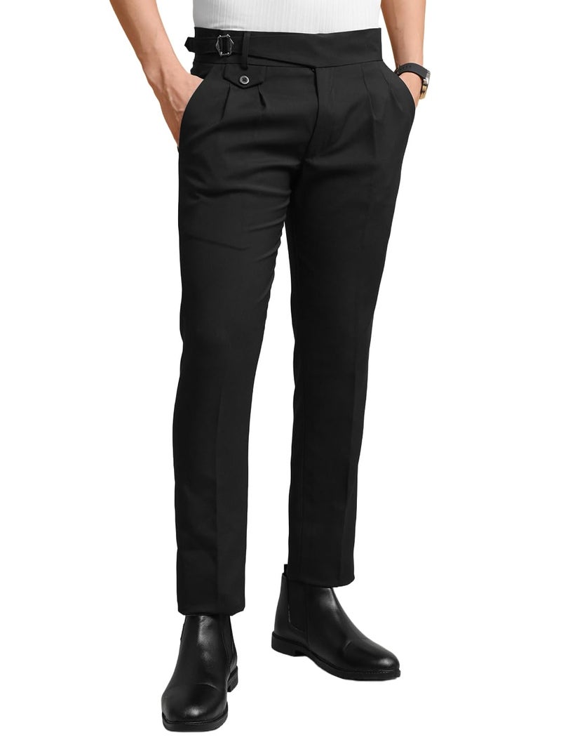 Maniac Mens Gurkha Solid Black Polycotton Trouser - Image 1