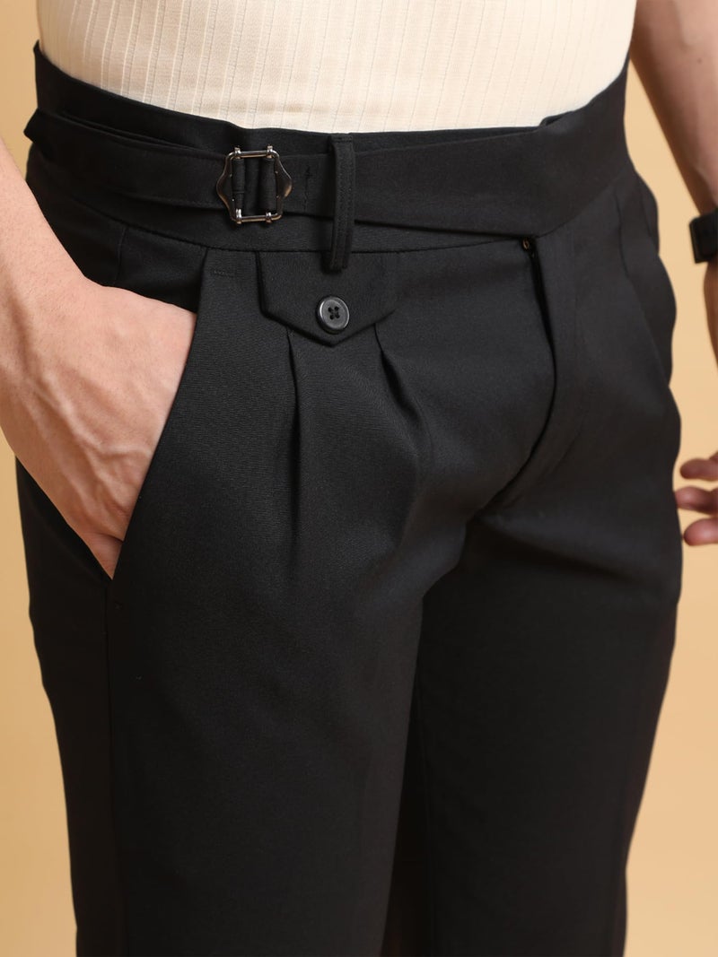 Maniac Mens Gurkha Solid Black Polycotton Trouser - Image 2