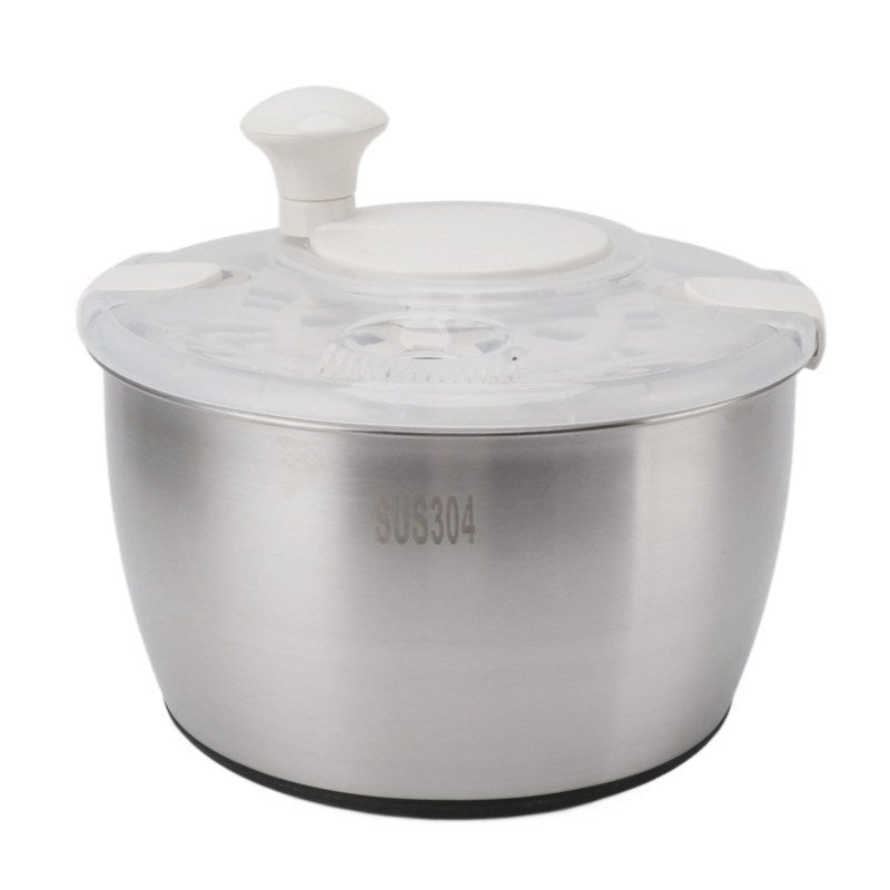 Stainless Steel Salad Spinner Large Capacity Manual Rotation - Double Layer Vegetable Dryer for Home Kitchen Healthy Food Prep - Image 4