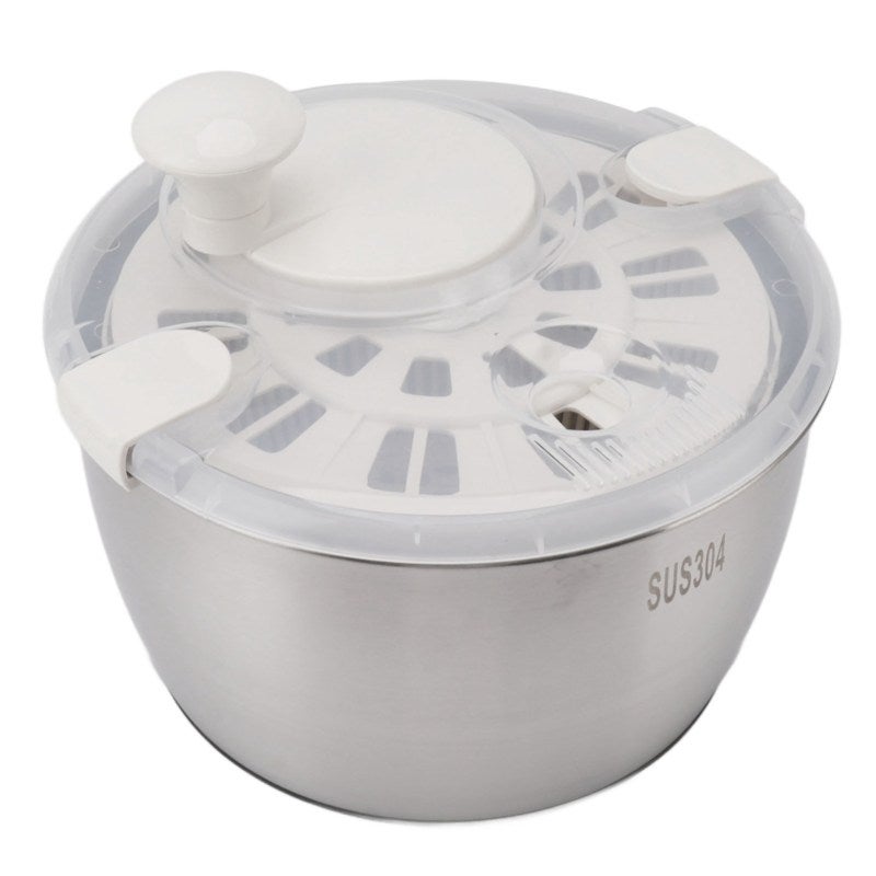 Stainless Steel Salad Spinner Large Capacity Manual Rotation - Double Layer Vegetable Dryer for Home Kitchen Healthy Food Prep - Image 5