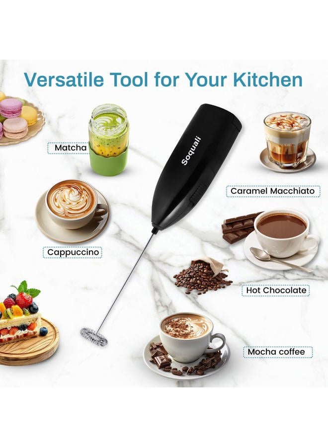 Soquali Milk Frother Handheld, Coffee Frother Battery Operated - Perfect to Make Bulletproof Coffee, Latte, Cappuccino, Matcha Tea | Portable Electric Drink Mixer Whisk, Easy to Create Creamy Froth - 2 Pack - Image 5