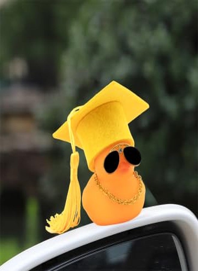wonuu 2026 Colorful Car Ducks, Rubber Duck Car Dashboard Decorations Ornament Ducky with Graduation Hat, Glasses, Necklace, for Doctor, Master, Bachelor, Pure Orange - Image 3