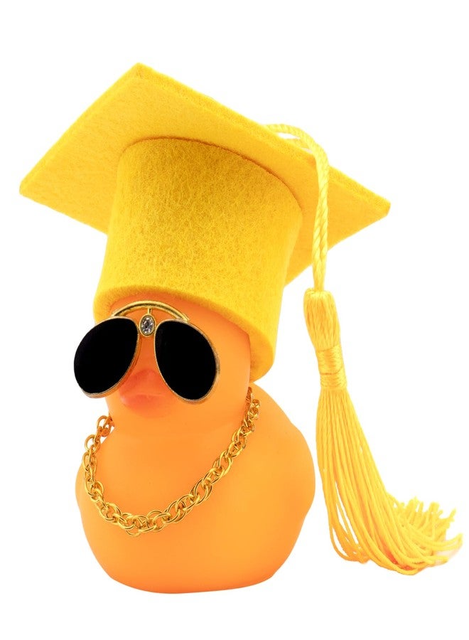 wonuu 2026 Colorful Car Ducks, Rubber Duck Car Dashboard Decorations Ornament Ducky with Graduation Hat, Glasses, Necklace, for Doctor, Master, Bachelor, Pure Orange - Image 1