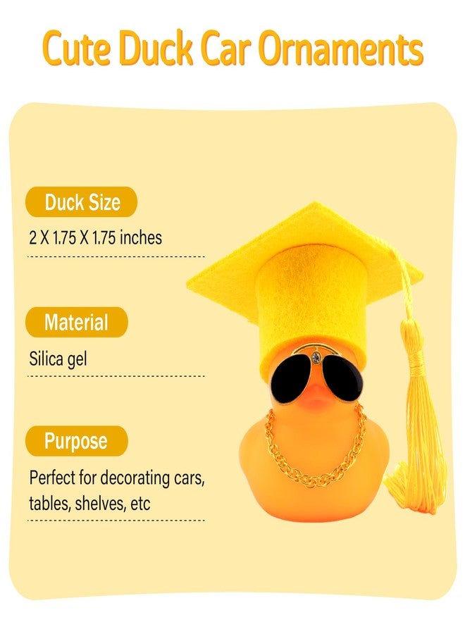 wonuu 2026 Colorful Car Ducks, Rubber Duck Car Dashboard Decorations Ornament Ducky with Graduation Hat, Glasses, Necklace, for Doctor, Master, Bachelor, Pure Orange - Image 2