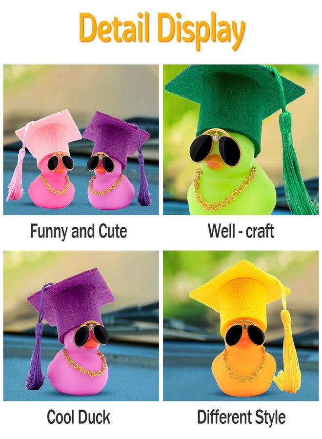 wonuu 2026 Colorful Car Ducks, Rubber Duck Car Dashboard Decorations Ornament Ducky with Graduation Hat, Glasses, Necklace, for Doctor, Master, Bachelor, Pure Orange - Image 4