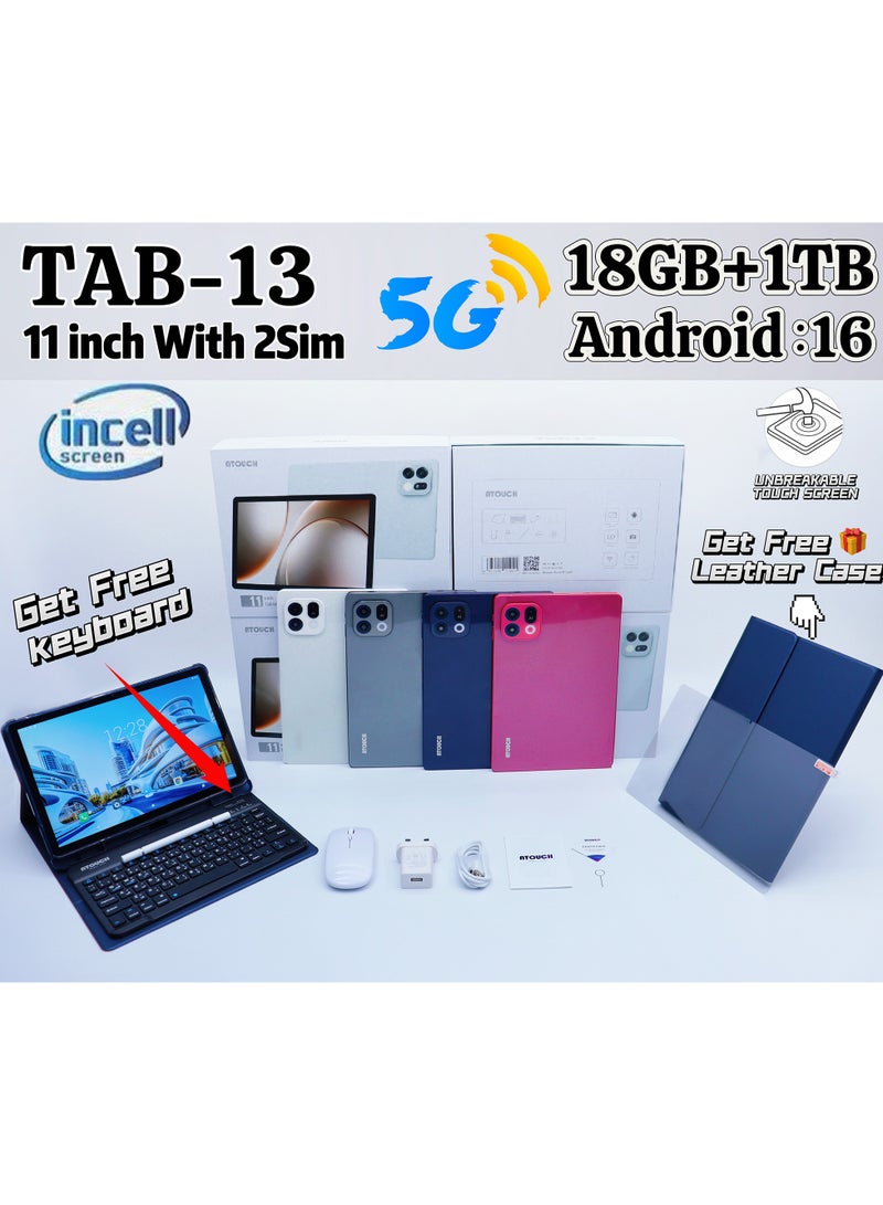 ATOUCH Tab 13 11-inch Android Tablet with Keyboard and Mouse – 18GB RAM 1TB ROM 5G Network Dual SIM Bluetooth WiFi S Tab10 Student Tablet with Stylus - Grey - Image 4