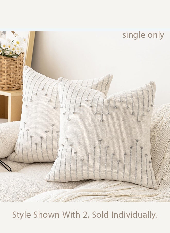 Bukela 1 pack Boho Throw Pillow Covers  Neutral Decorative Textured Cushion Case Farmhouse Pillowcase Modern Square Pillow Covers for Sofa,Couch, Living Room,Beige and Grey - Image 1