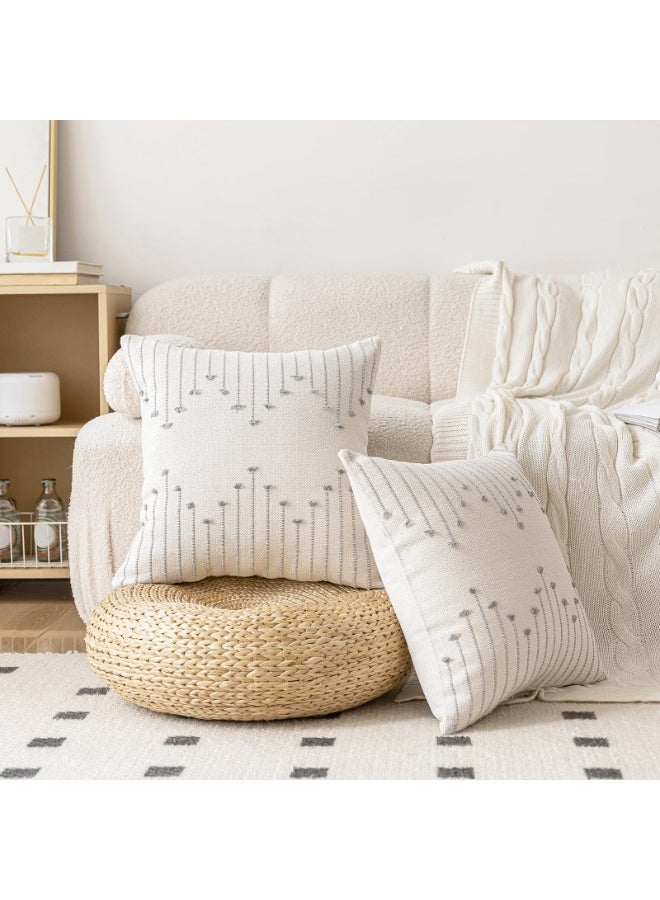 Bukela 1 pack Boho Throw Pillow Covers  Neutral Decorative Textured Cushion Case Farmhouse Pillowcase Modern Square Pillow Covers for Sofa,Couch, Living Room,Beige and Grey - Image 4