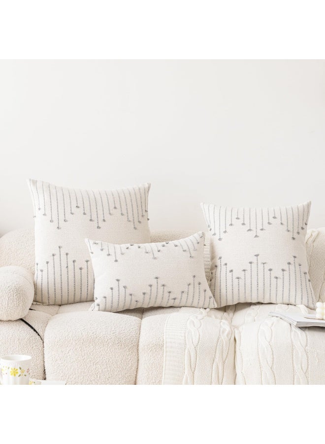 Bukela 1 pack Boho Throw Pillow Covers  Neutral Decorative Textured Cushion Case Farmhouse Pillowcase Modern Square Pillow Covers for Sofa,Couch, Living Room,Beige and Grey - Image 2