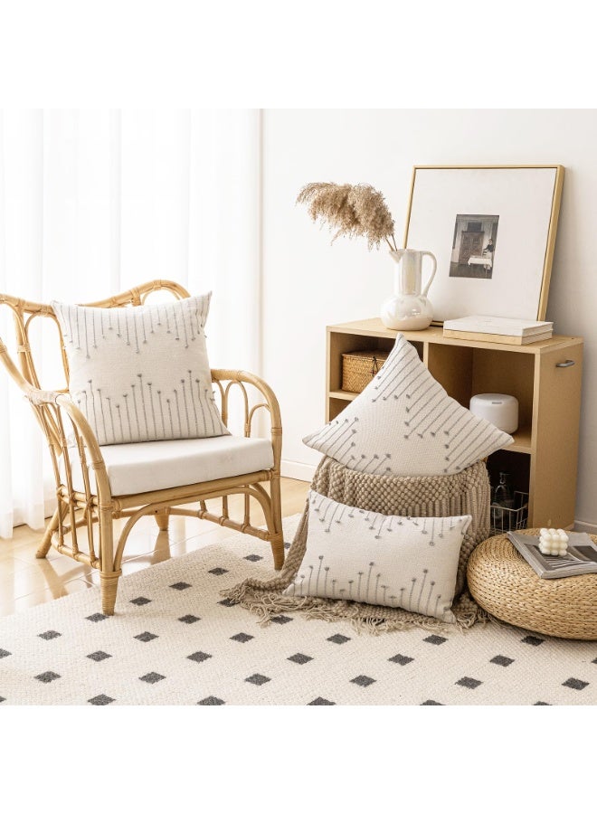 Bukela 1 pack Boho Throw Pillow Covers  Neutral Decorative Textured Cushion Case Farmhouse Pillowcase Modern Square Pillow Covers for Sofa,Couch, Living Room,Beige and Grey - Image 5