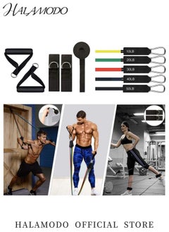 HALAMODO 11 PCS Resistance Band Set Exercise Resistance Bands with Handles for Men and Women Fitness Exercise Bands for Yoga Pilates Physical Therapy Home Workout Set with Door Anchor Ankle Straps Carry Bag  - Image 2