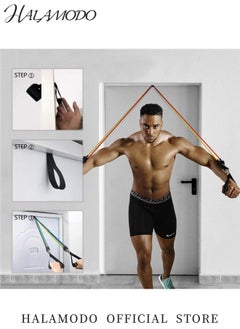 HALAMODO 11 PCS Resistance Band Set Exercise Resistance Bands with Handles for Men and Women Fitness Exercise Bands for Yoga Pilates Physical Therapy Home Workout Set with Door Anchor Ankle Straps Carry Bag  - Image 5